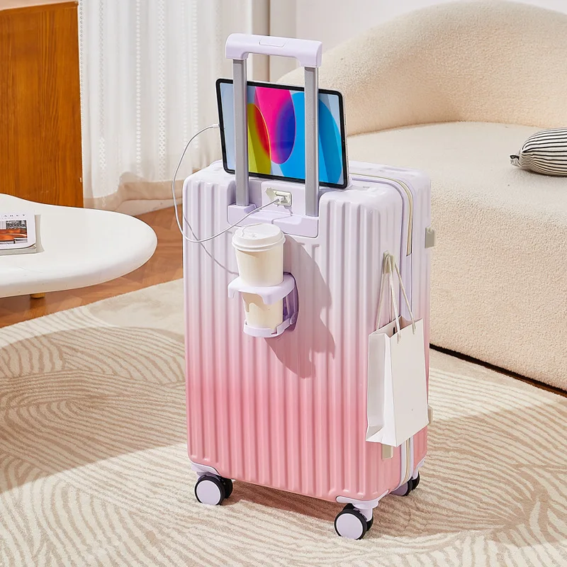 Small fresh gradient color suitcase, new women\'s 20 inch high aesthetic value trolley travel box, student 24 password box