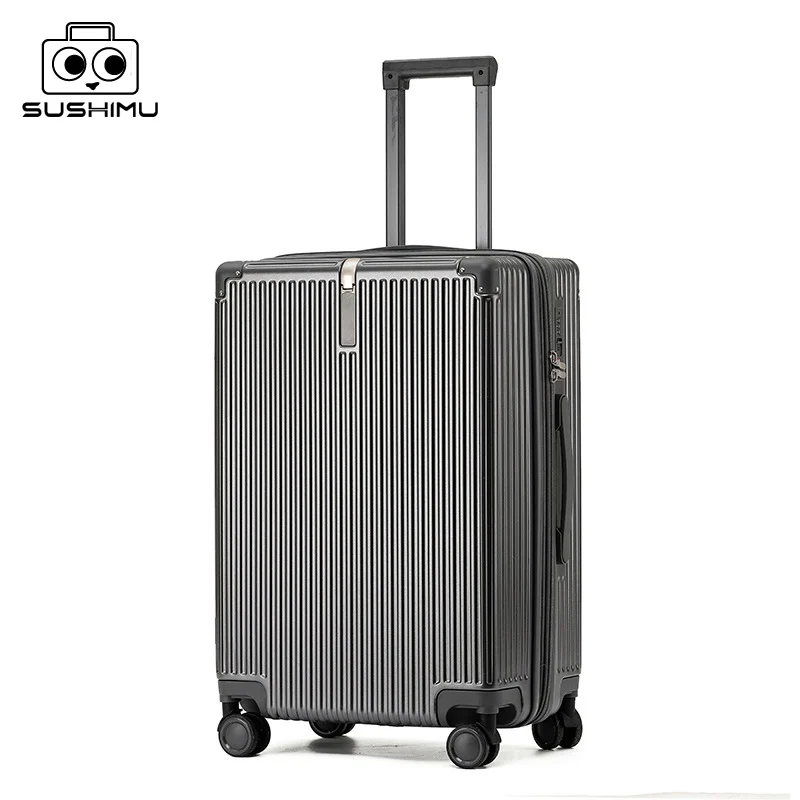 sushimu Suitcase Wide Handle Travel Suitcase Men 20 24 26 Carry-On Luggage Women PC  Trolley Case Can expand capacity