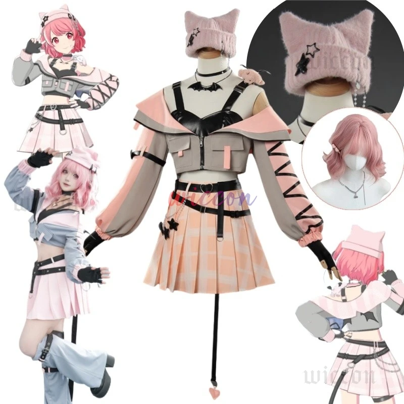 

Anime PJSK Momoi Airi Cosplay Dress Costume MORE MORE JUMP! Halloween Suit For Women Men Outfit Carnival Party Wig Accessories