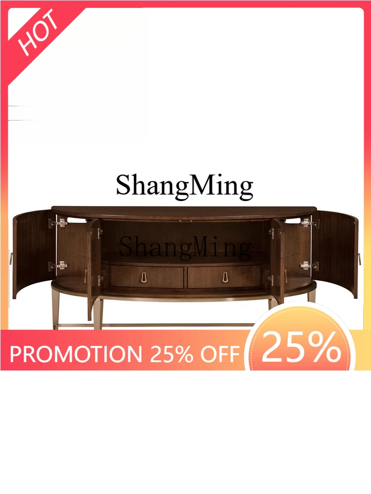 FG good-looking  light luxury home front door cherry wood semi-round entrance table entrance cabinet dining side cabinet