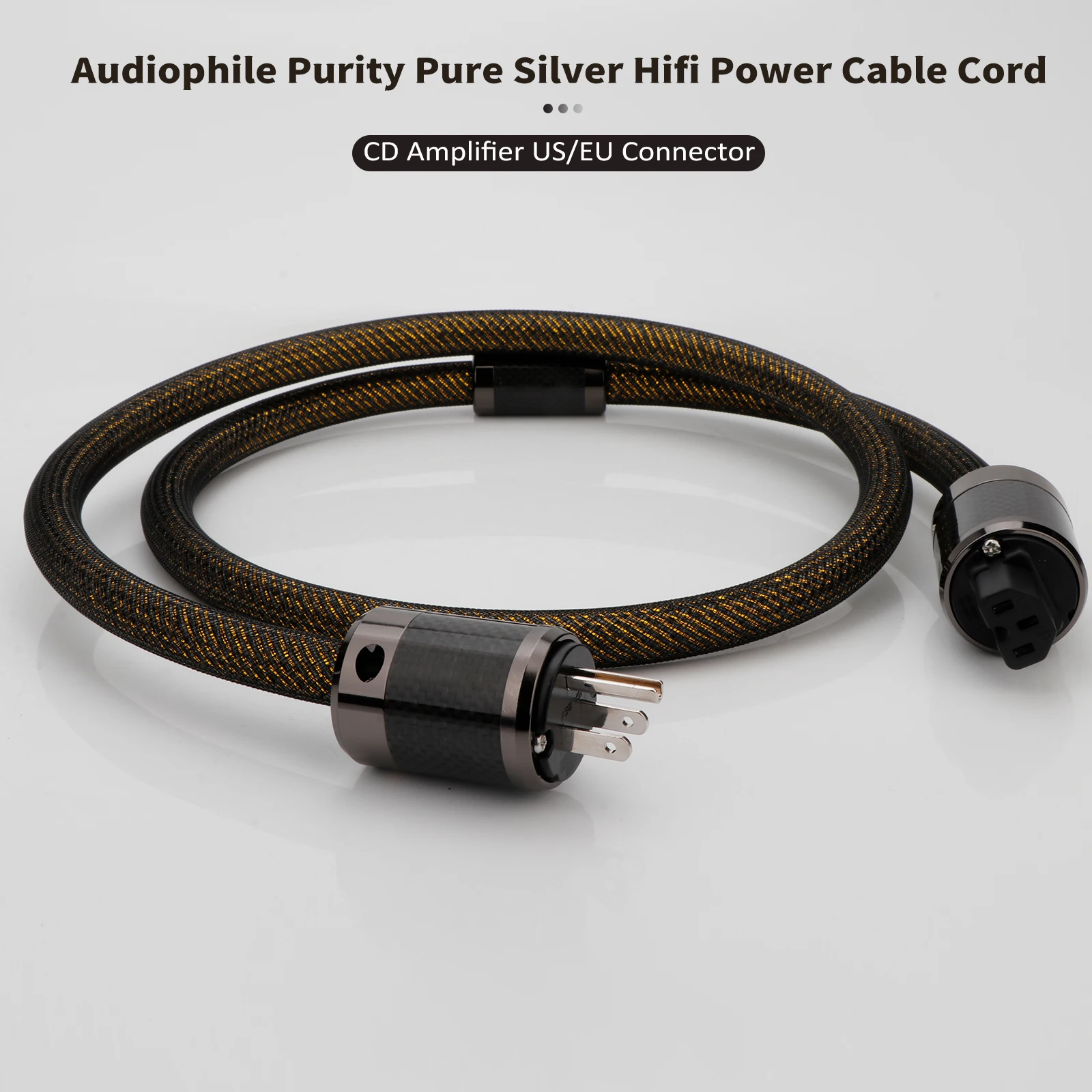 Hifi Schuko سلك الطاقة الفضة النقية الصوت عالية الدقة كابل إمداد الولايات المتحدة القياسية كابل الطاقة ألياف الكربون الروديوم مطلي المكونات