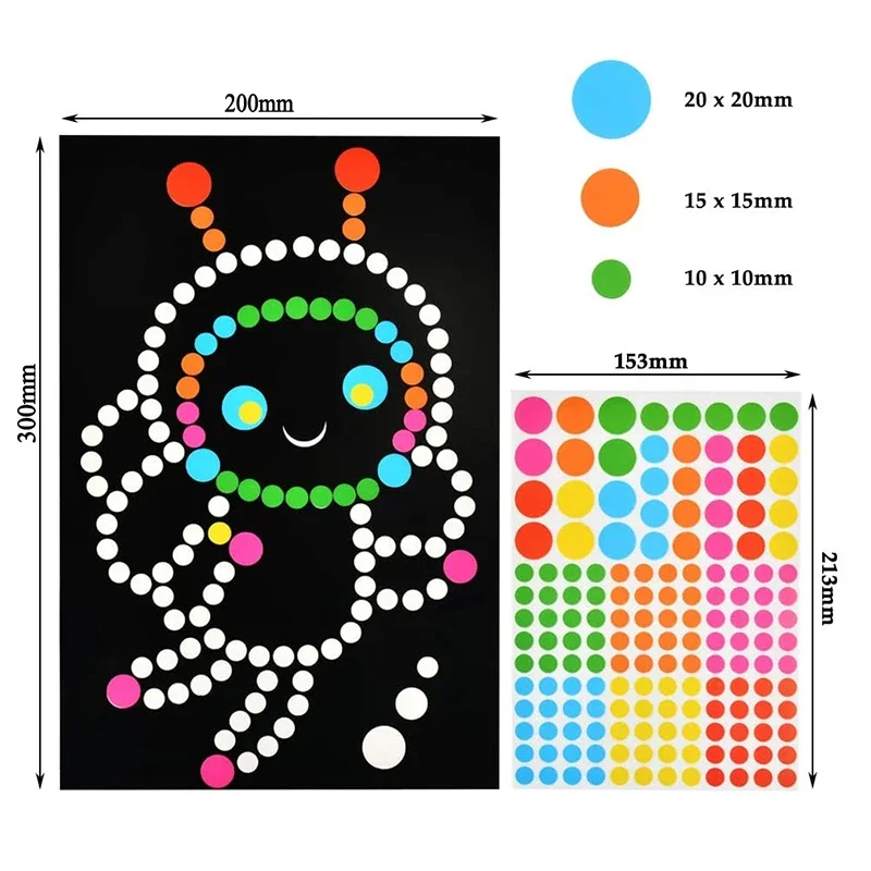 4 sets child  Sticker Dot Mosaic Puzzle Stickers Games Cartoon  For Children Kids