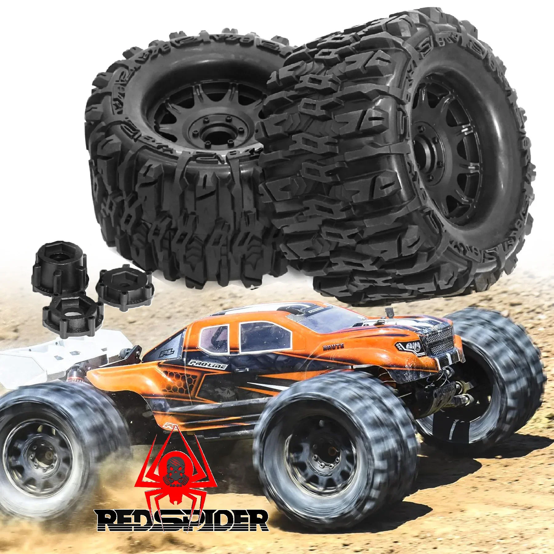 2PCS/set 170mm Tyre12/14/17mm Tires Wheel Hub for RC Car 1/8 Monster Truck Buggy ARRMA TRAXXAS TeamCorally