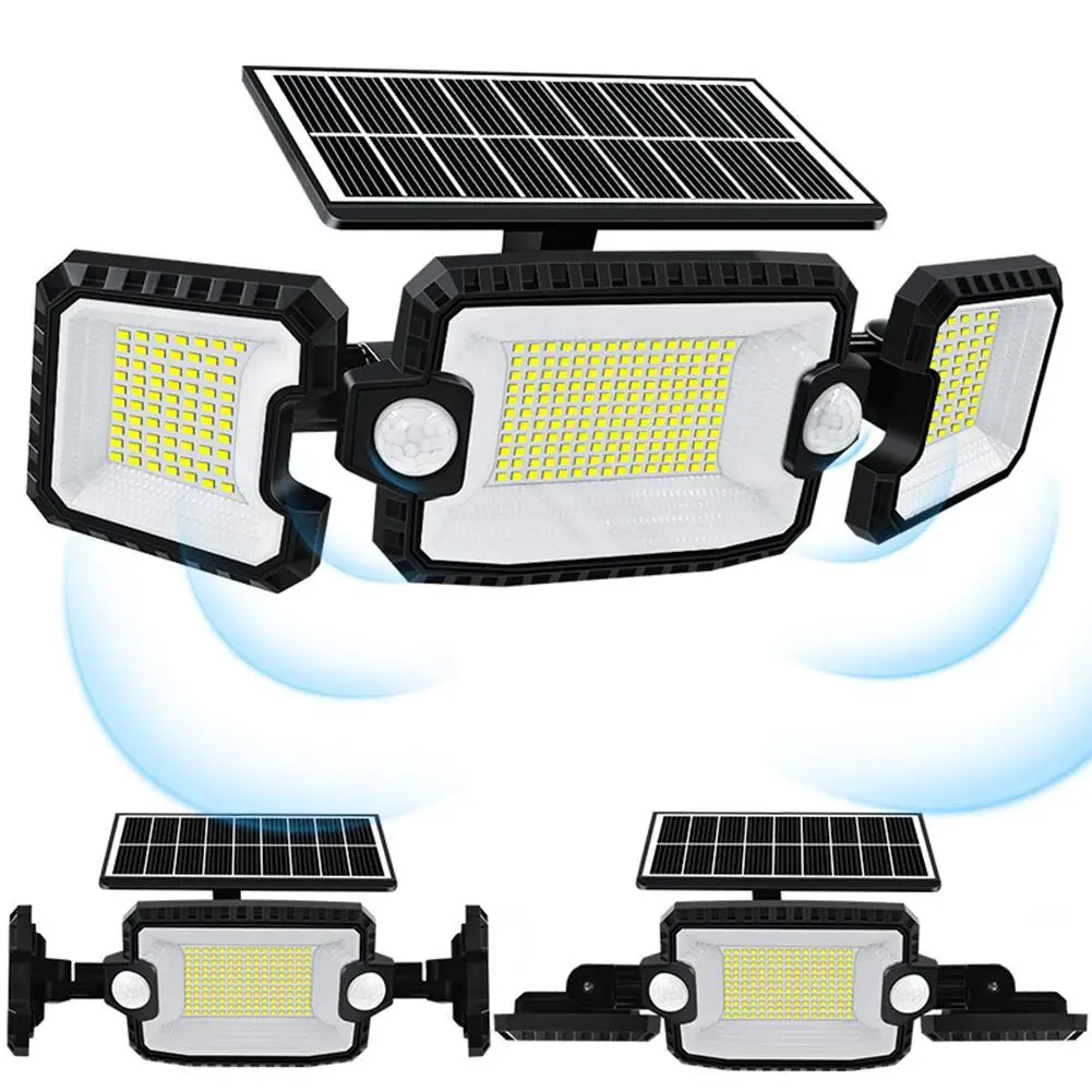 

Solar Floodlight Double-head Induction PIR Motion Sensor Waterproof Wall Lamp With Solar Panel For Outdoor Garden Courtyard