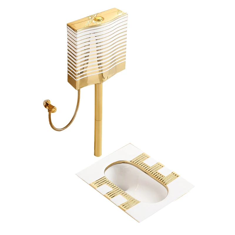 

European-style golden squat toilet flushing tank whole set of urinal, toilet ceramic potty