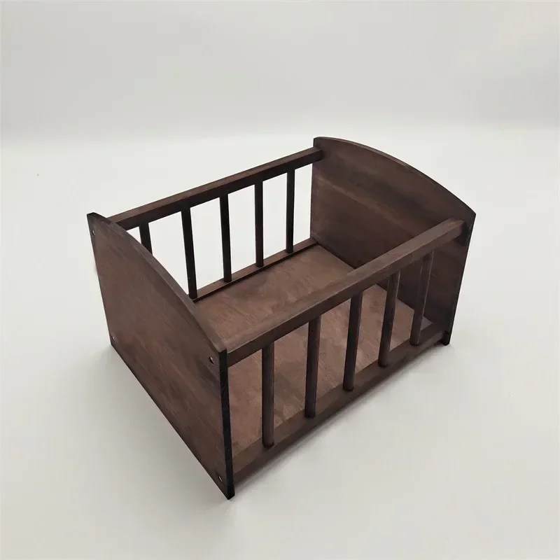 Newborn Photography Prop Wooden Posing Crib Baby Full Moon Shooting Bed Retro Detachable Bed Studio Photo Background Accessory