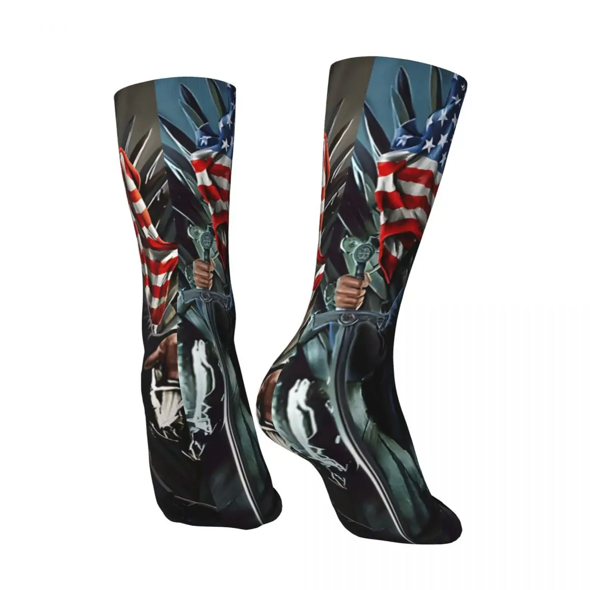 United States President Donald Trump On Iron Chair Sock for Men Hip Hop Harajuku 2024 Trump Shooting Boys Crew Sock Novelty Gift