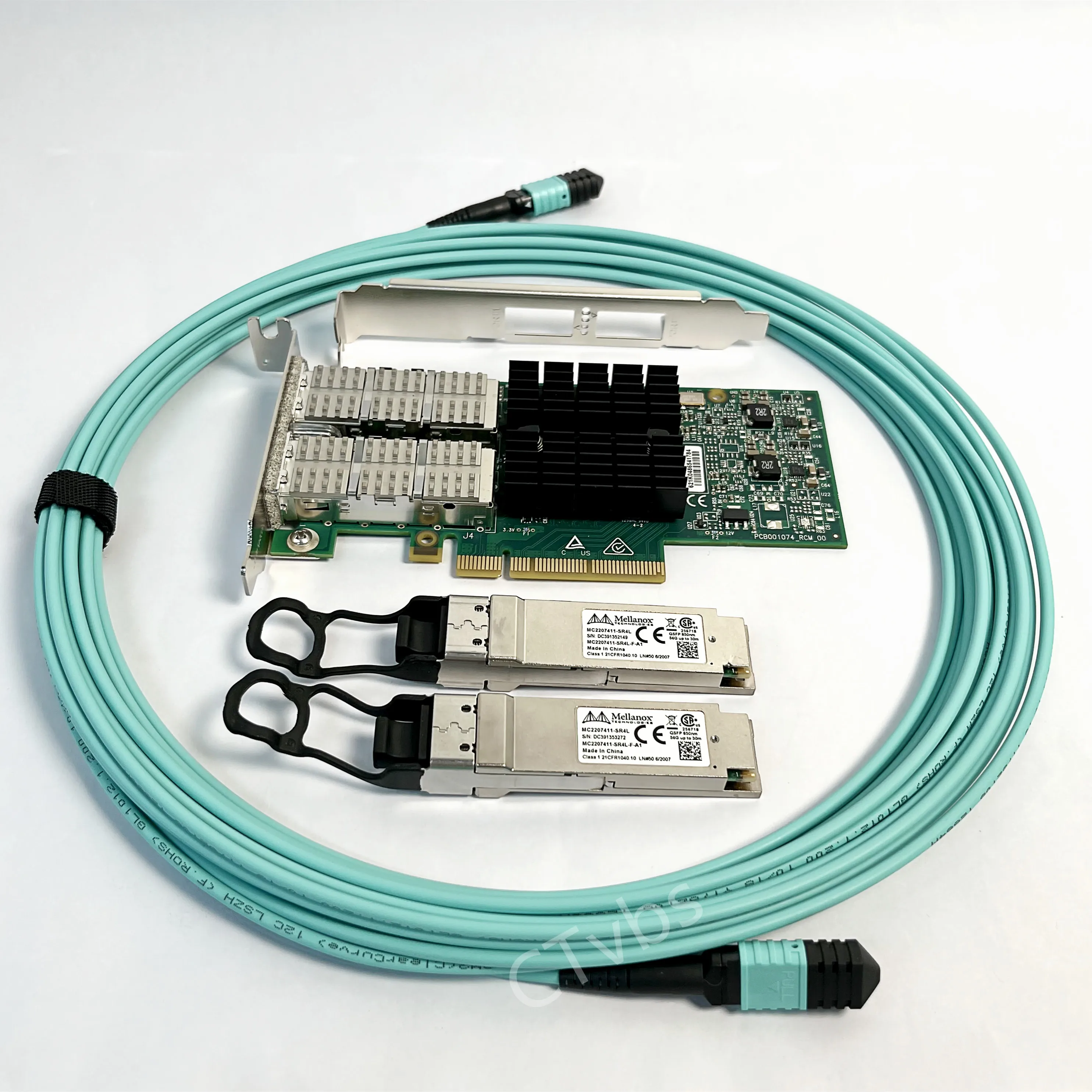 MCX354A-FCBT Mellanox CX354A ConnectX-3 VPI 40/56GbE Dual-Port QSFP Ethernet Adapter Optical Transceiver MPO Cable Fiber Patch