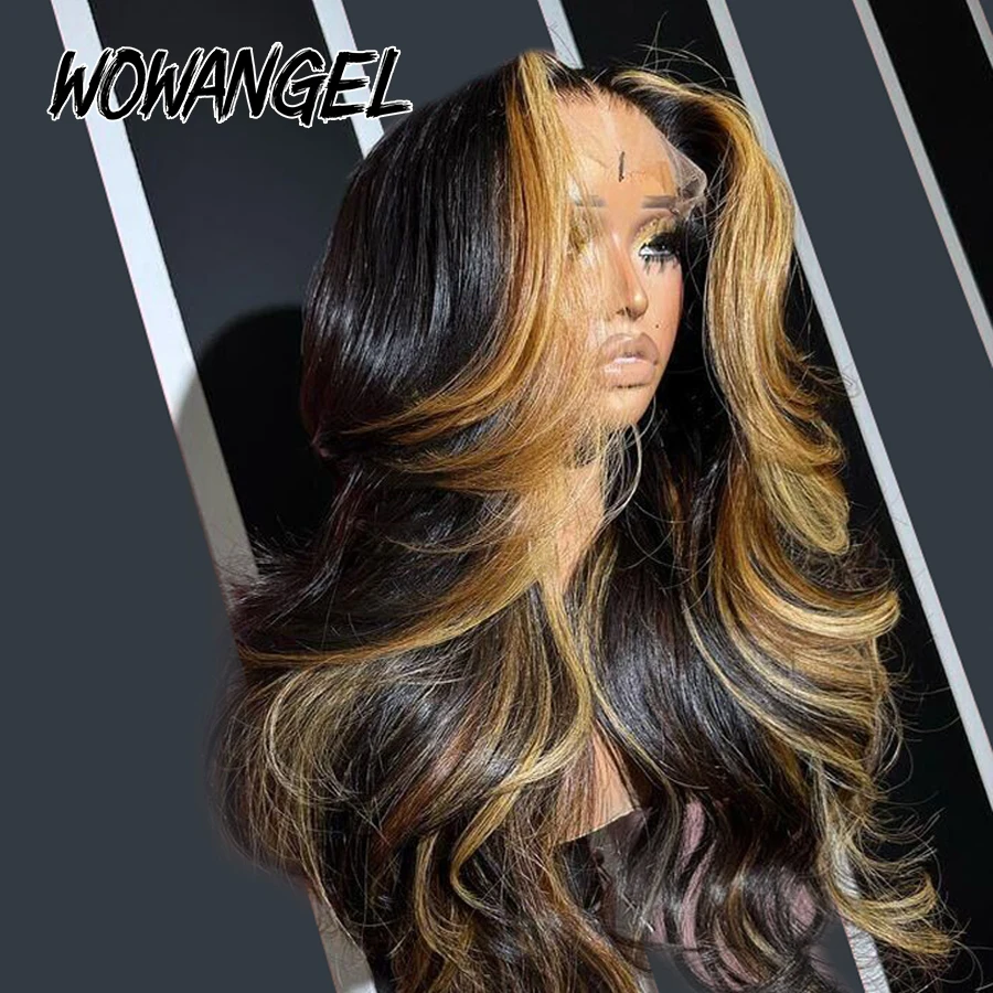 1B27 Highlight Wigs 36inch 13x6 HD Lace Frontal Human Hair Wigs Body Wave 13x4 HD Lace Front Wigs Ombre Colored Wigs For Woman