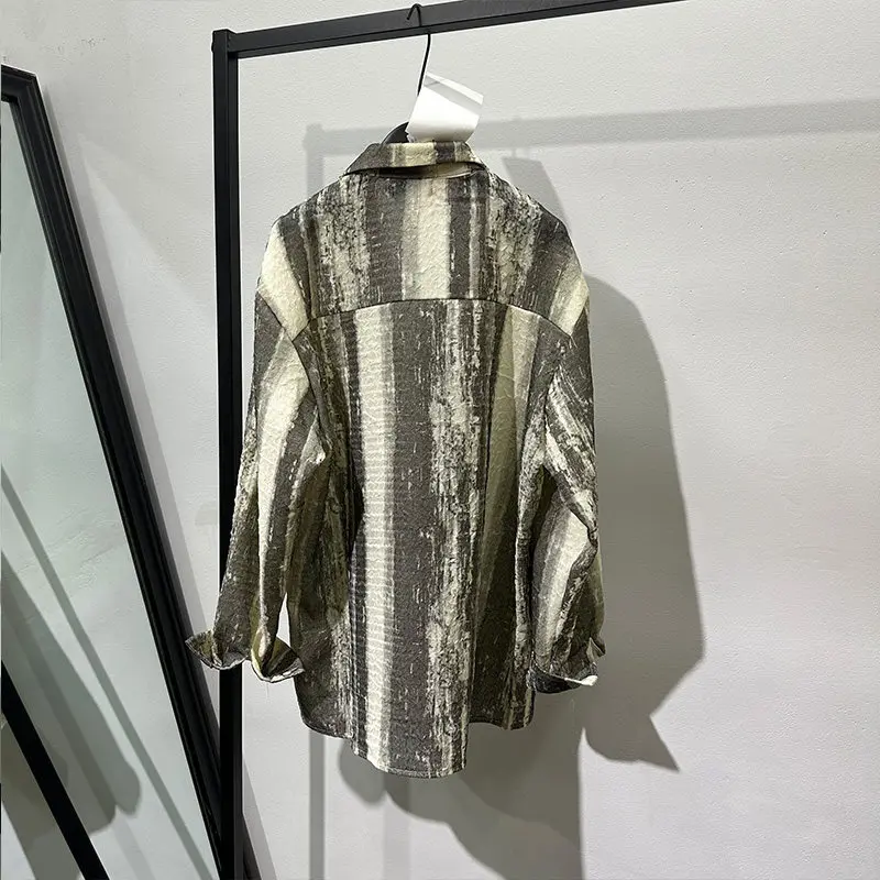 Dark Retro Distressed Irregular Chinese Style Shirt Design Popular Avant-Garde Heavy Industry Washed Top