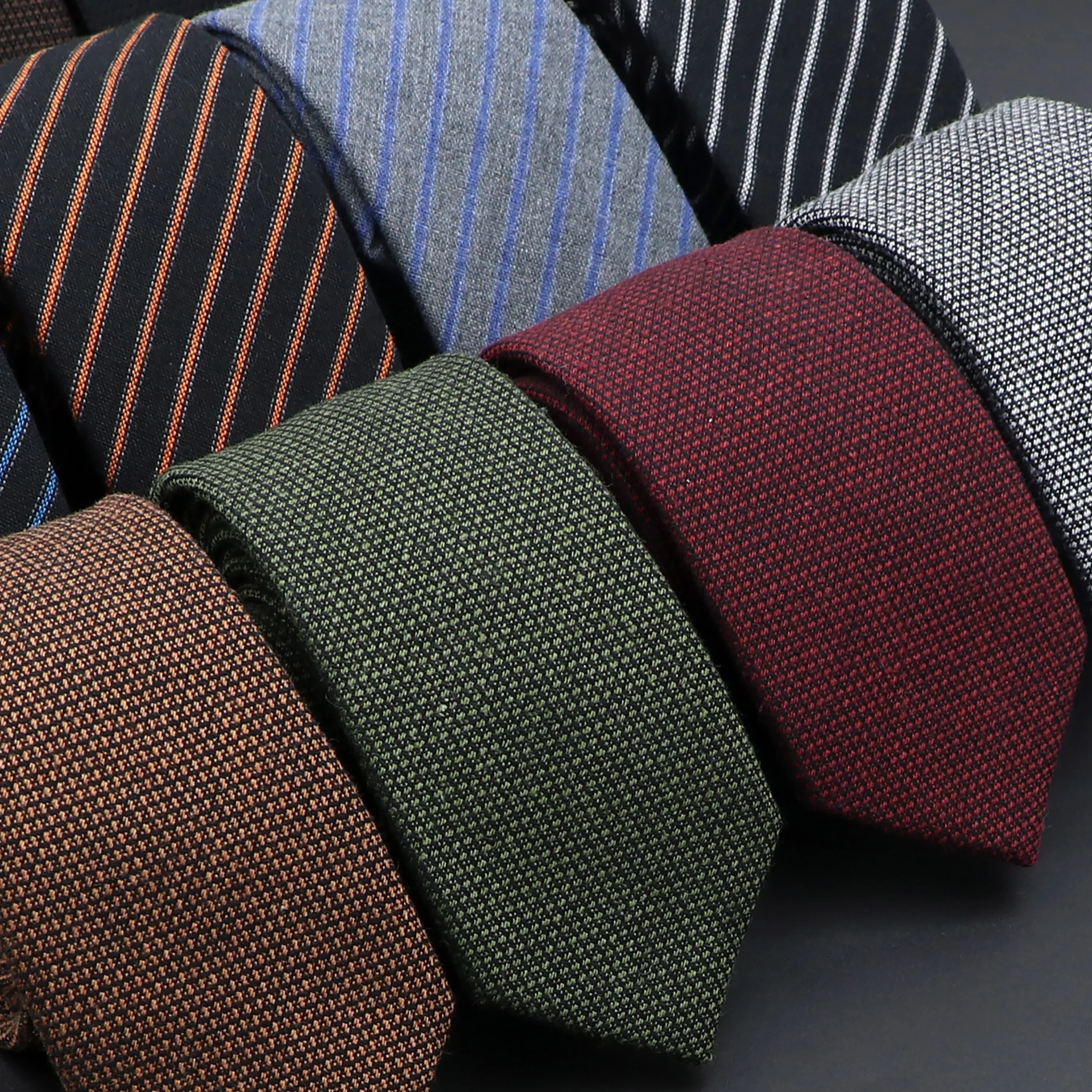 Cravatte da Uomo in Cotone Solido di Alta Qualità Fatte a Mano, Cravatta a Righe Stretta in Lana e Cashmere, Accessori Casual