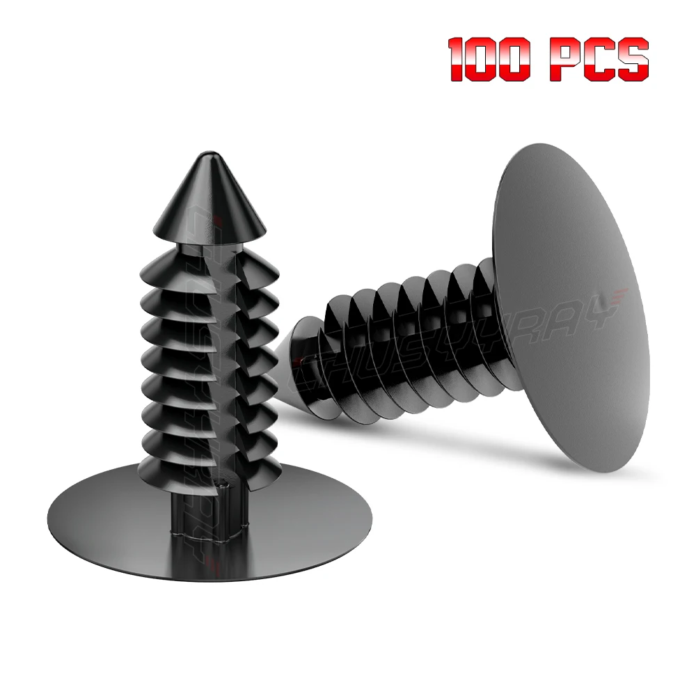 PCVBMLAUT 100PCS Black Plastic Auto Fasteners Rivets Clips Vehicle Car Bumper Door Panel Fender Liner Clips Retainer