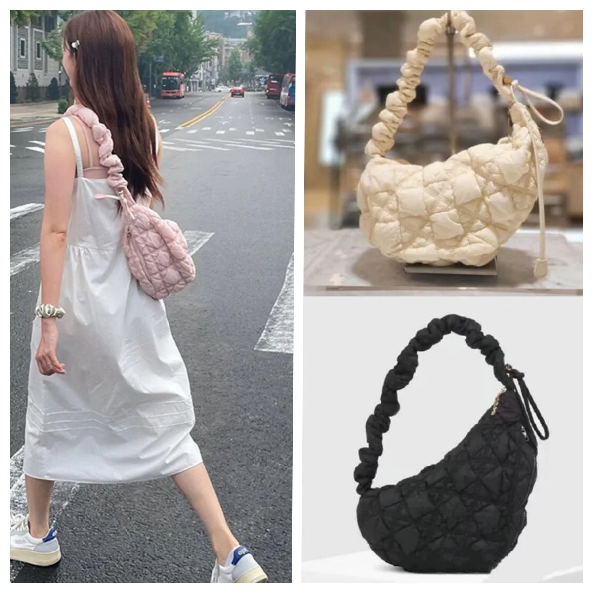 Korean Niche Cloud Bag Shoulder Crossbody Bag Bubble Pleated Feather Bag Large Capacity Underarm Bag Dumpling Bag Lightweight