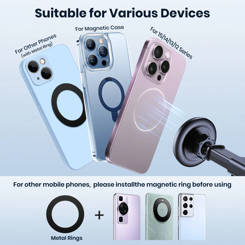 TOPK Universele autotelefoonhouder magnetisch voor Magsafe 360 °   Rotatie-autohouder voor ontluchter en dashboardvoorruit voor alle telefoons