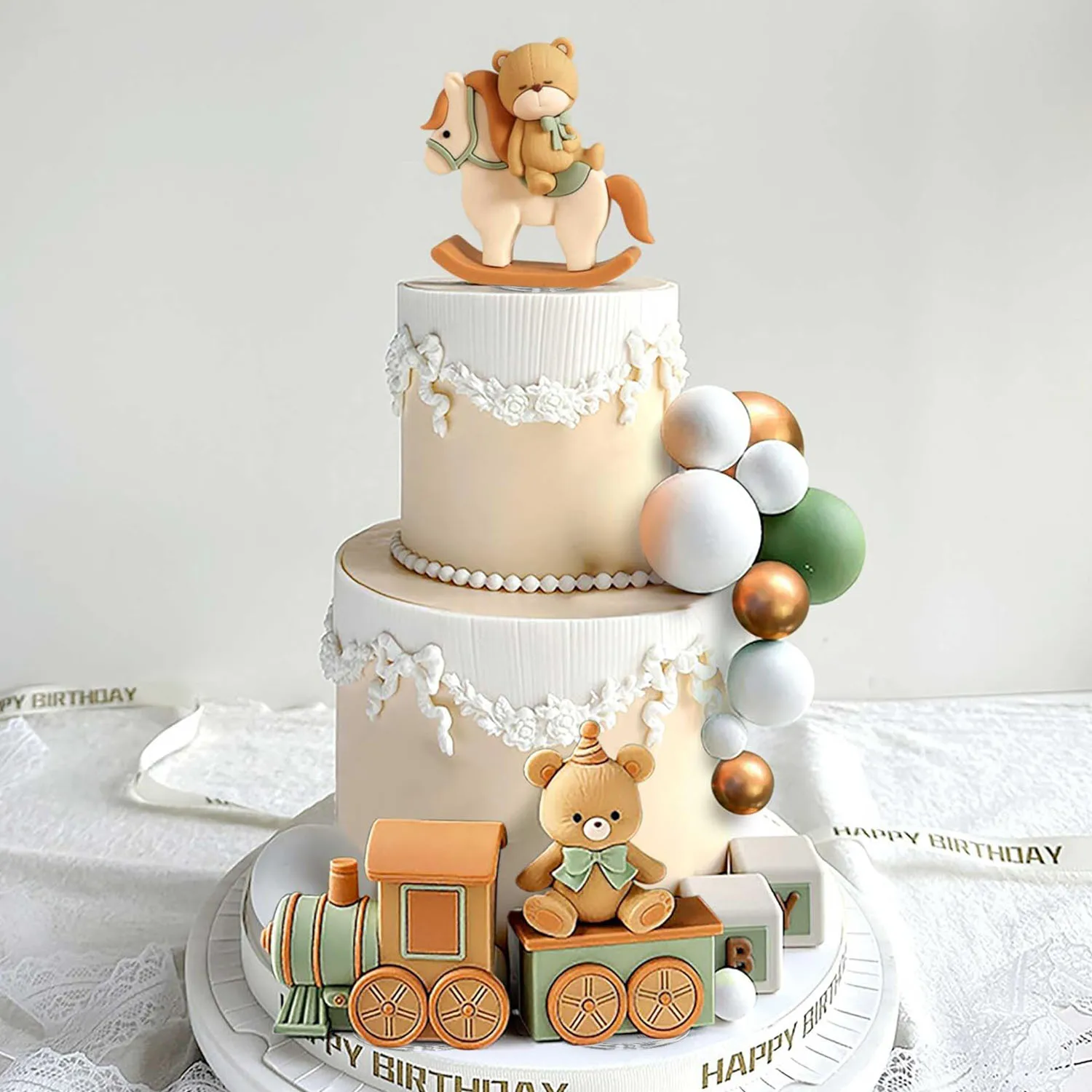 Bär Kuchen Dekoration natürliche Baby Dusche Kuchen Topper Bären Zug Kuchen Dekoration Baby Dusche Geburtstag Kuchen Dekoration – Detail 4