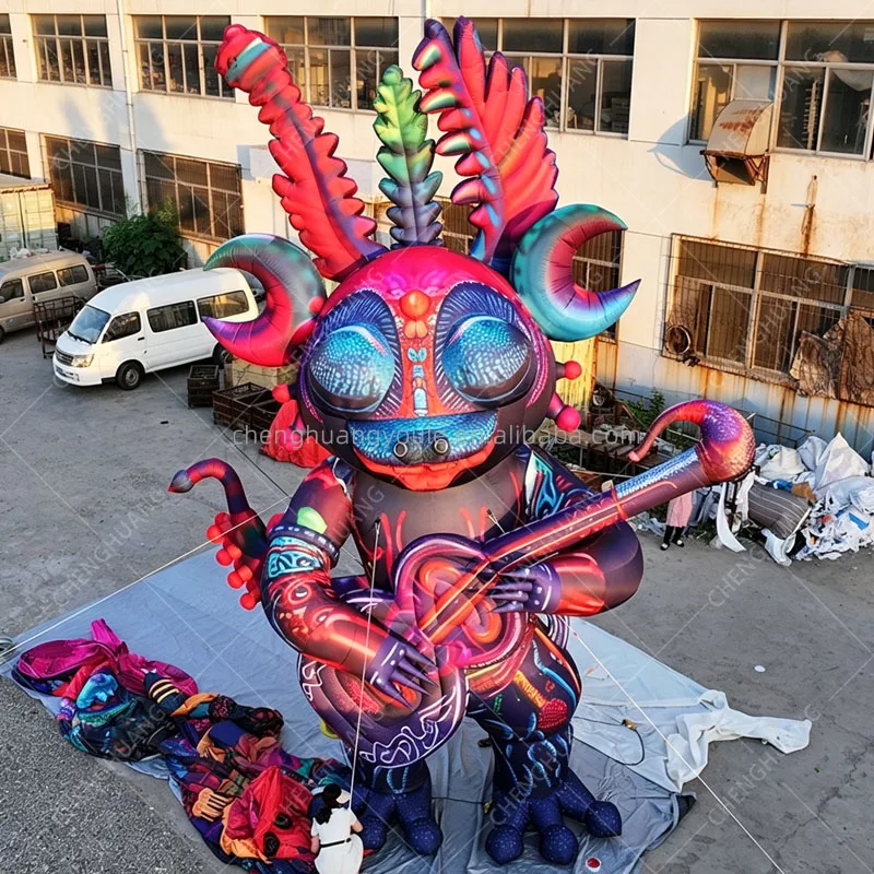 Giant Inflatable Monster Guitar Musician, Decor & Photo Background Props for Music Festival, Party & Advertising Events