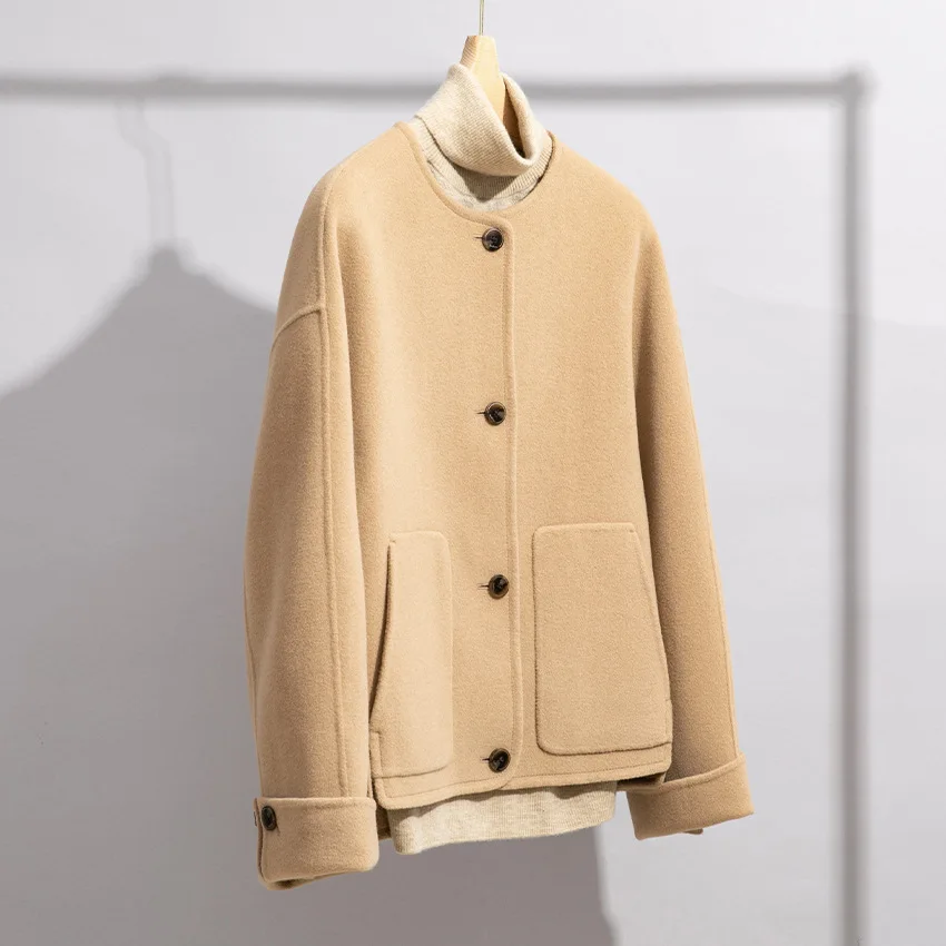 Xiaoxiangfeng double-sided cashmere coat women's short loose high-end temperament commuter wool top coat