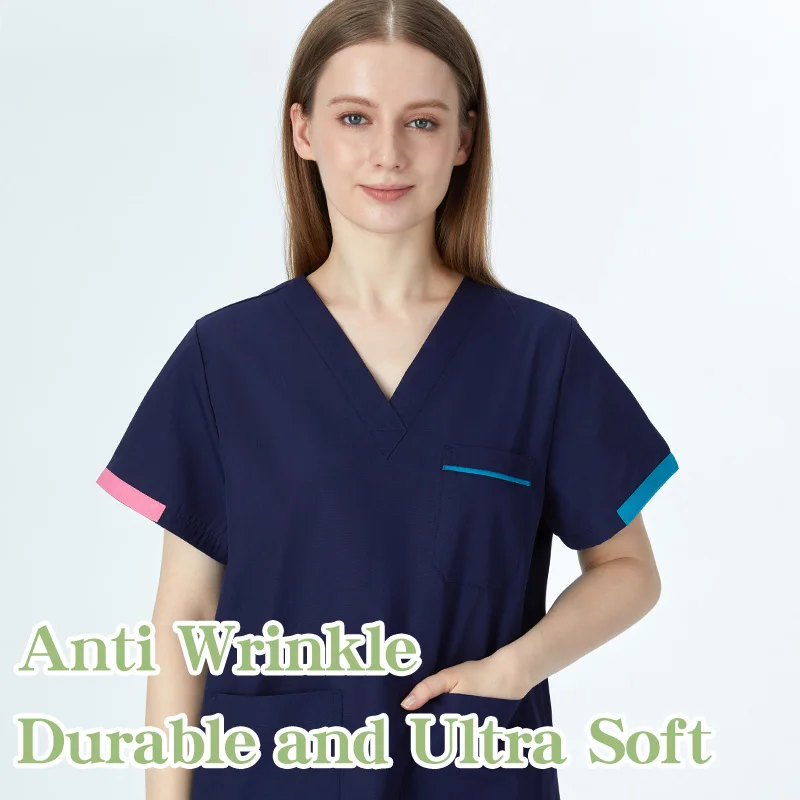 

4-way Stretch Medical Scrubs Quick Dry Women Surgical Uniform Breathable Dentist Nursing Suit Operating Room Working Clothes 103