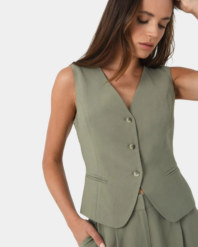 

Women's Vest Single Breasted Waistcoat Suits Wear V-Neck Slim Fitted Simple Style Camisloe Top Customize