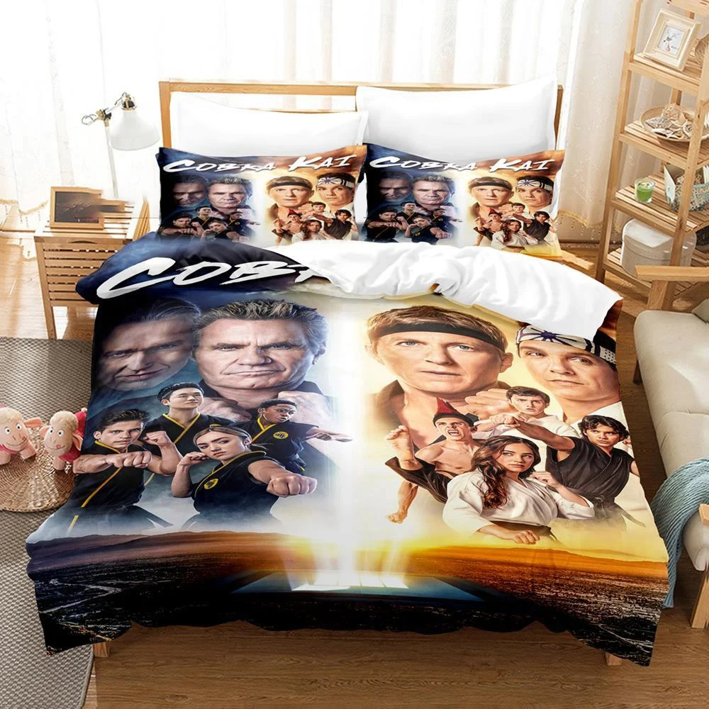 3D Print Cobra Kai Karate Bedding Set Duvet Cover Bed Set Quilt Cover Pillowcase Comforter king Queen Size Boys Adult Bedding