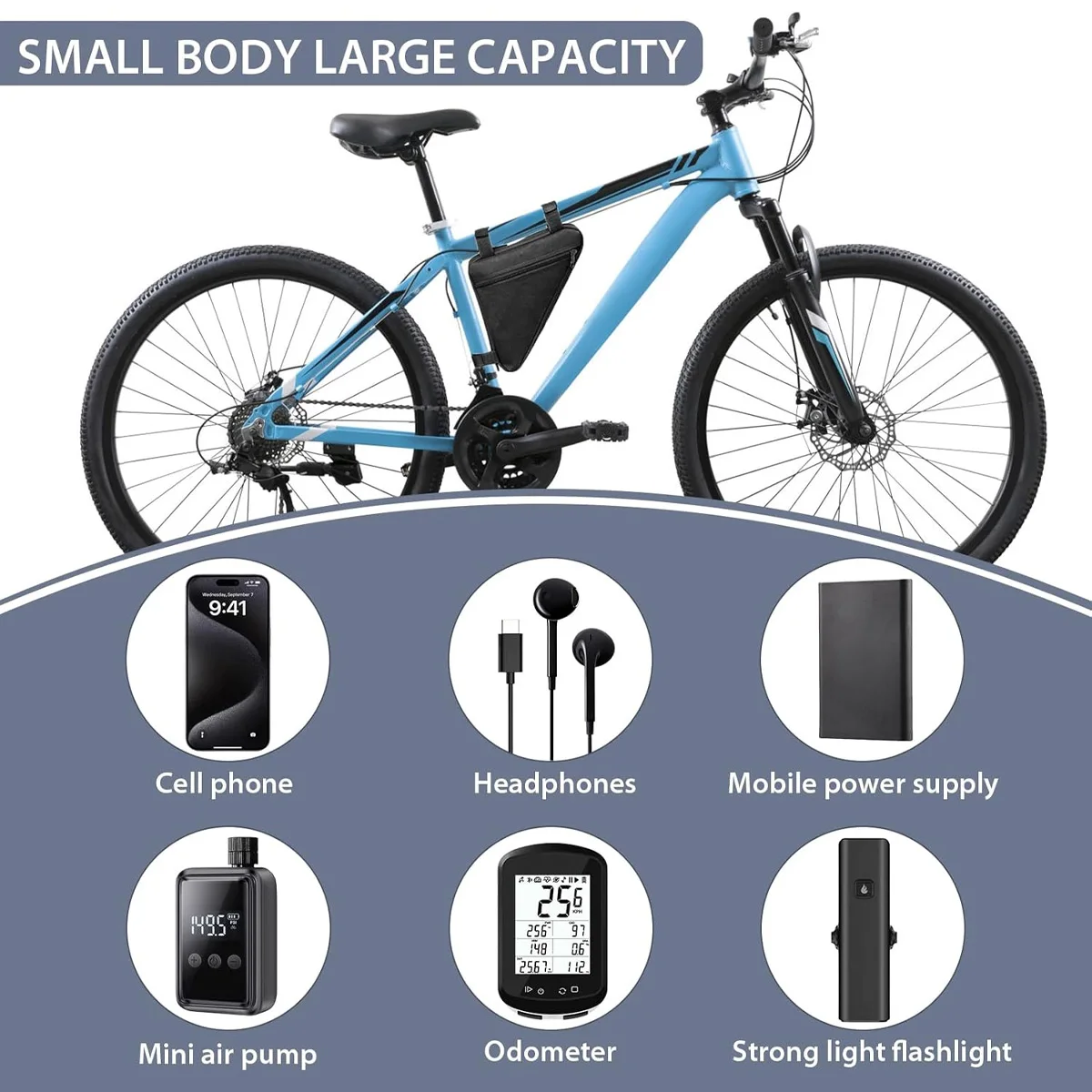 PINMOAP 1PC cadre de vélo paquet triangulaire VTT accessoires d'équitation grande capacité suspendu sac de rangement Durable