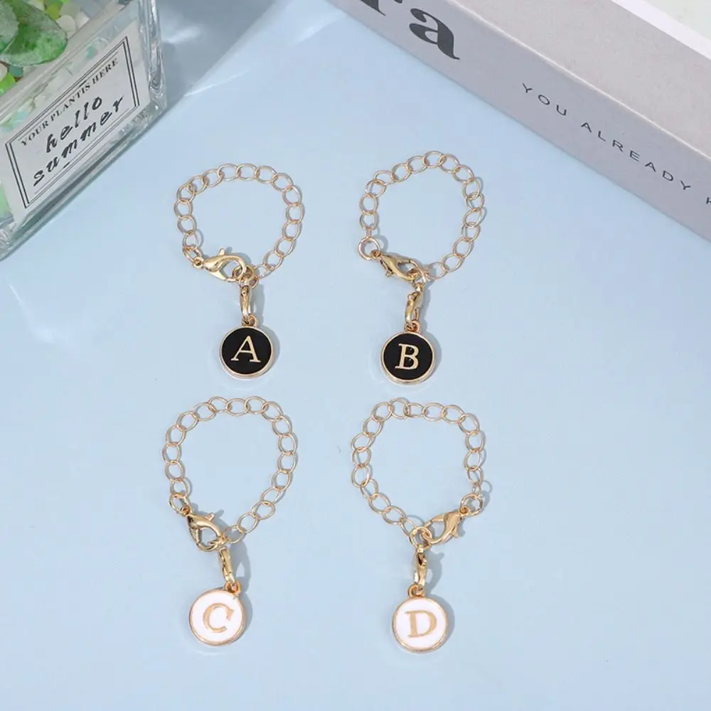 White/Black Letter Charm for Cup Personalized Hanging Identification Letter Charm with Buckle Initial Name Handle Charm Bags