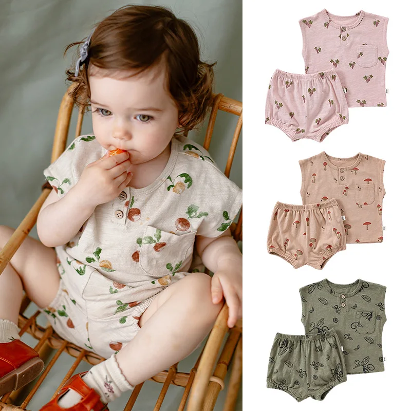 6-36M Newborn Kid Baby Girl 2pcs Clothes Set Summer Print Top and Shorts Set Casual Cotton Two Piece Set Cute Outfit