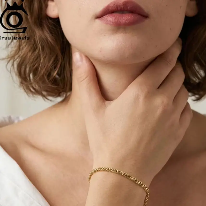 

Серебряный браслет ORSA JEWELS S925 с цепочкой Франко 2,0 мм для женщин, винтажный, повседневный, толстая цепочка на запястье, подарок на день рождения, ювелирное изделие SB223