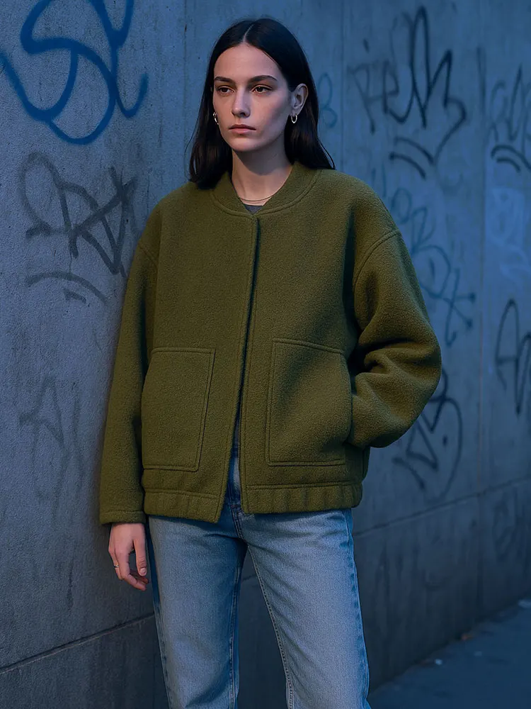 HH femmes élégant solide manteau bouton à manches longues poche Bomber veste automne femme mode haute rue hauts d'extérieur