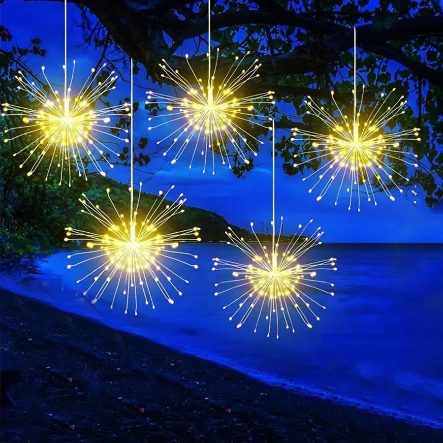 1/5/10 IN 1 Starburst String Light Christmas Hanging Starburst Light With Remote Outdoor Copper Wire Party Holiday Fairy Light