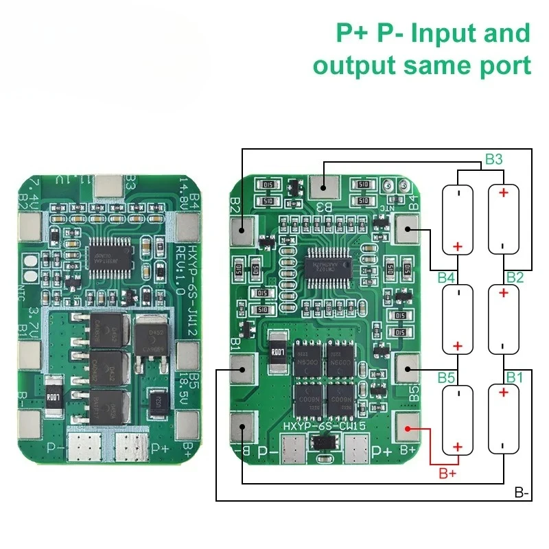 1/5 PCS 6S 22.2V 25.2V 14A 20A 18650 Li-ion Lithium Battery Charger Protection Board with Balanced PCB BMS 6 Pack Cells Module