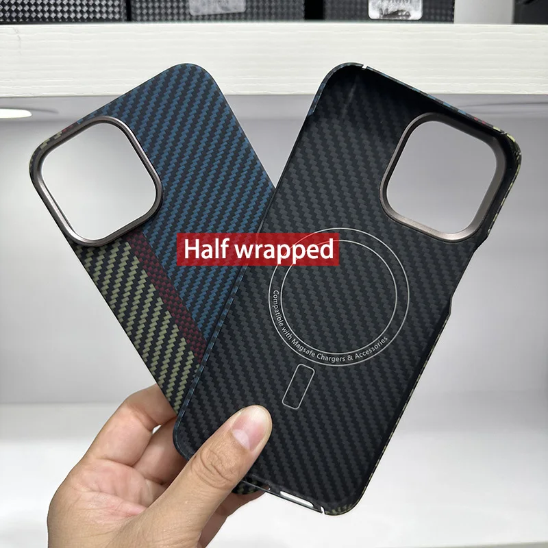 

For MagSafe case for iPhone 14 Pro 13pro Real Carbon fiber Aramid Fiber Back cover for iPhone 13/14 Pro Max Magnetic case capa