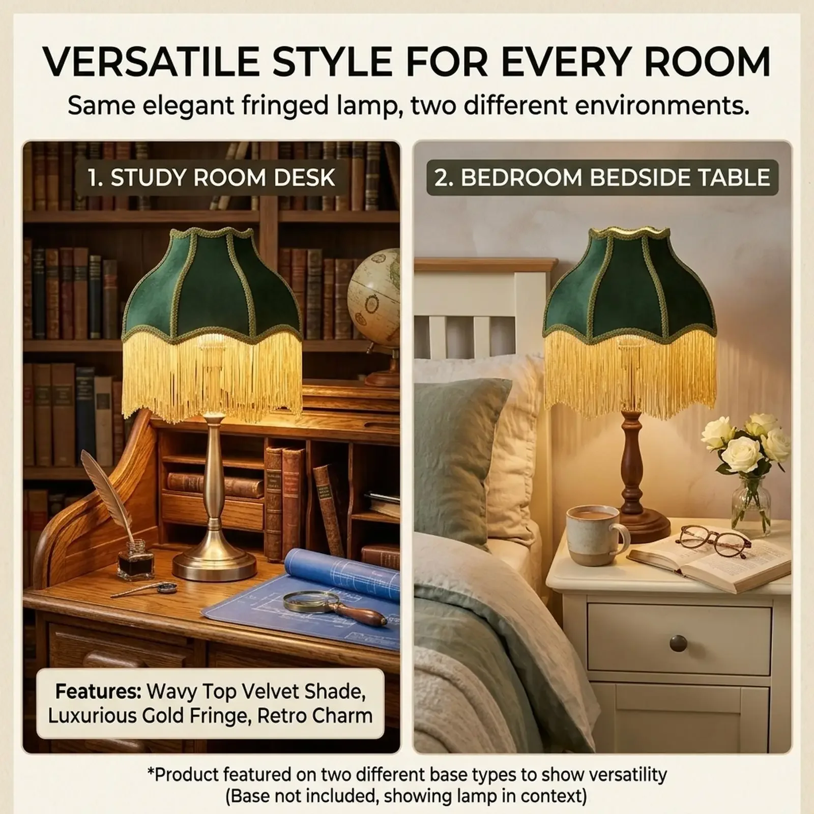 Velvet Lampshade Bell Shape Lighting Accessories E27 Victorian Classic Tassel Lamp Cover for lamps Office Home Room Hotel Decor