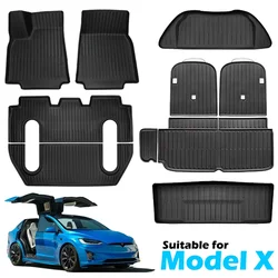 BEVO Floor Mats for Tesla Model X 5 6 7 Seater 2024 2023-2016 All Weather Waterproof Cargo Frunk Trunk Mats Liners Accessories