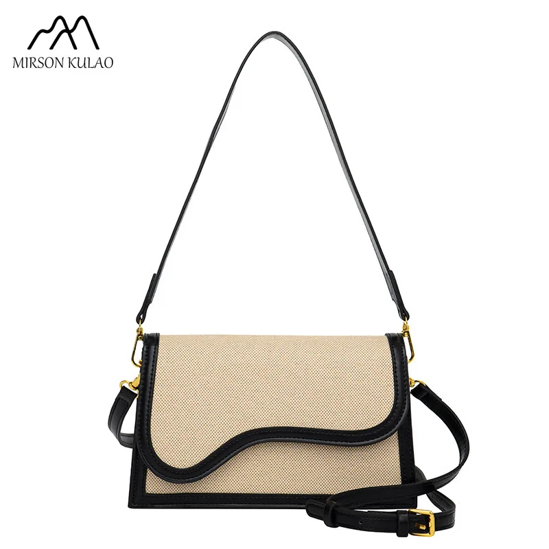 

Fashion canvas small square shape popular design patchwork high appearance level crossbody bag bag