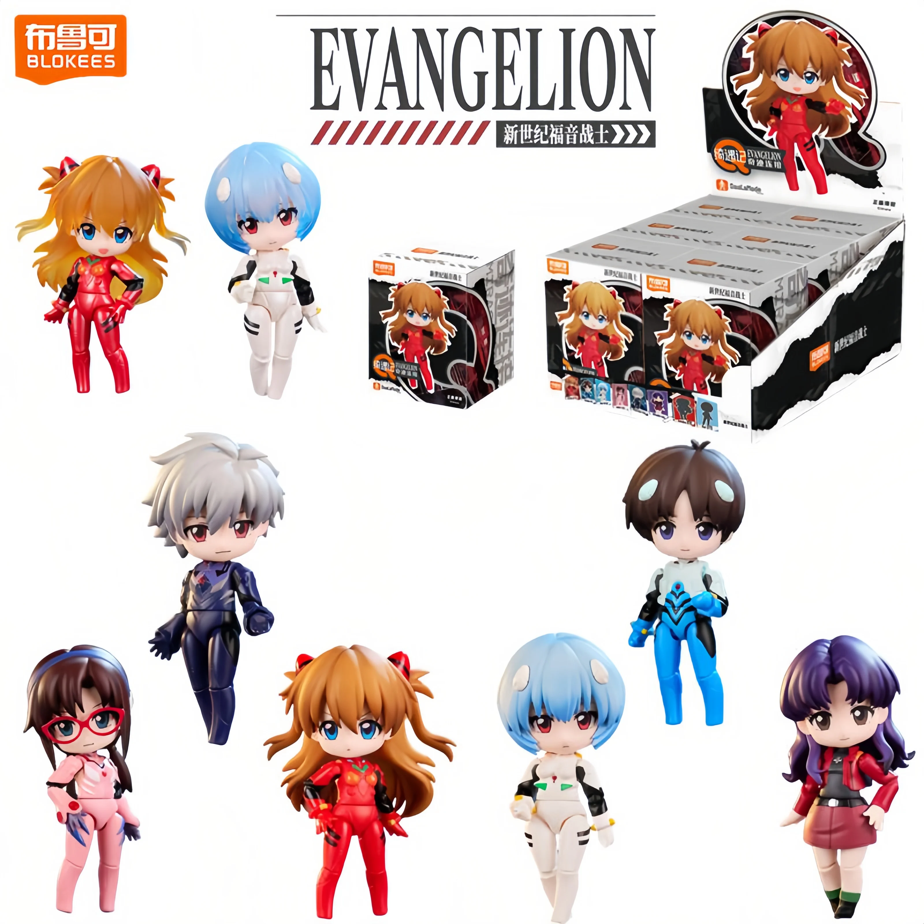 

Original Blokees New Century-Evangelion Cute Mini Series Blind Box Eva Anime Figure Eva Model Ornament Desk Decor Toys Gifts