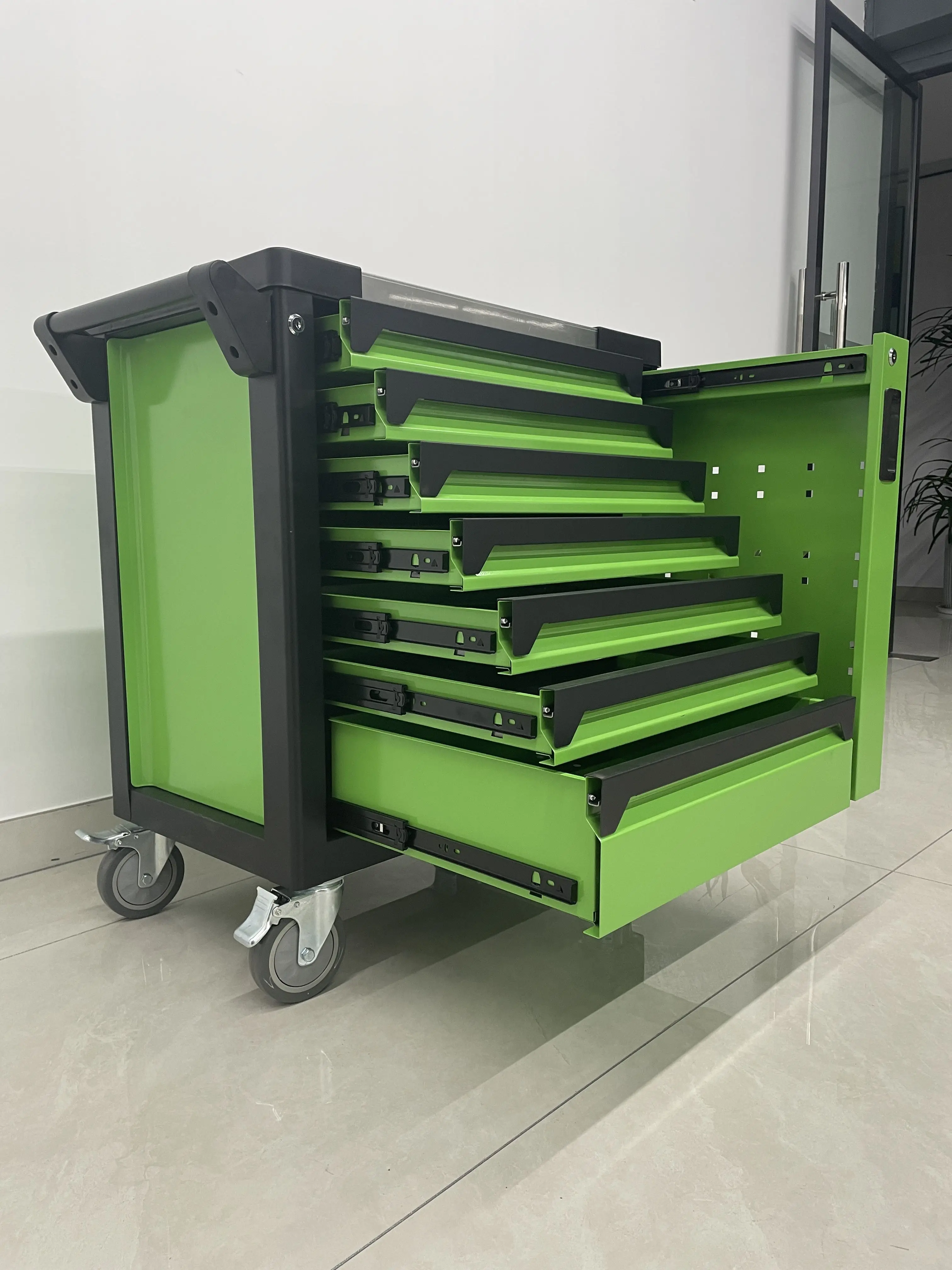 Stainless Steel 7 Drawers Tool Cabinet New Design Green Color 200Pcs Professional Tool Sets Caja De Herramientas