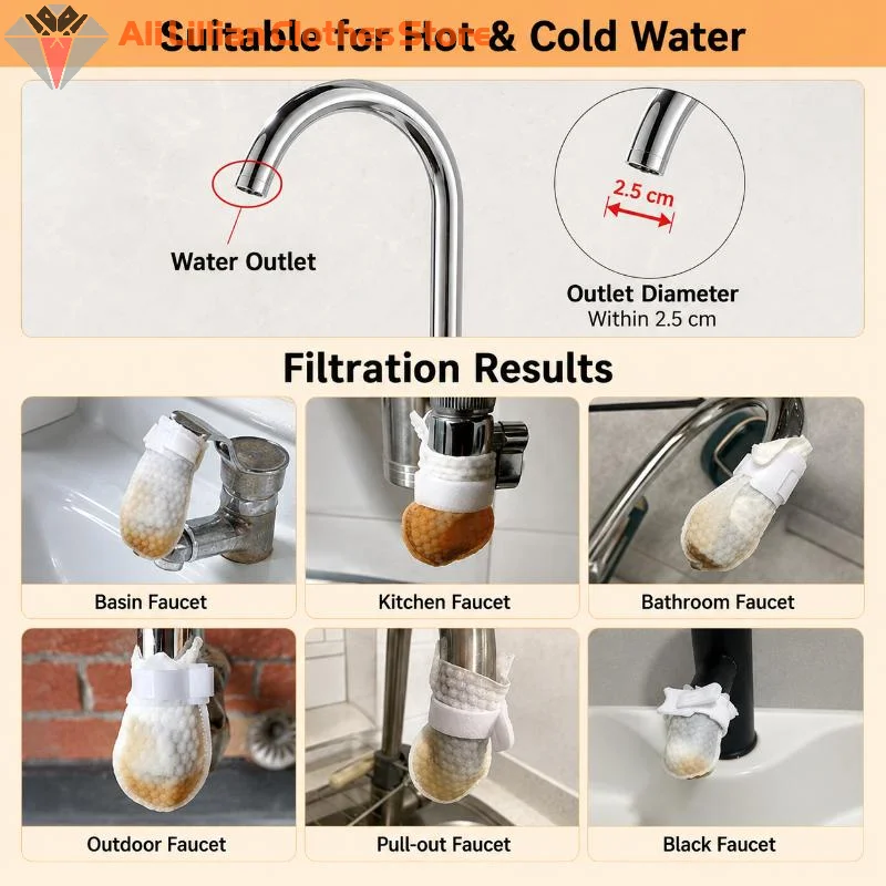 50PCS Faucet Filter Cotton Inserts Splash Guard Tap Water Sediment Filter Replacement Kitchen Sink