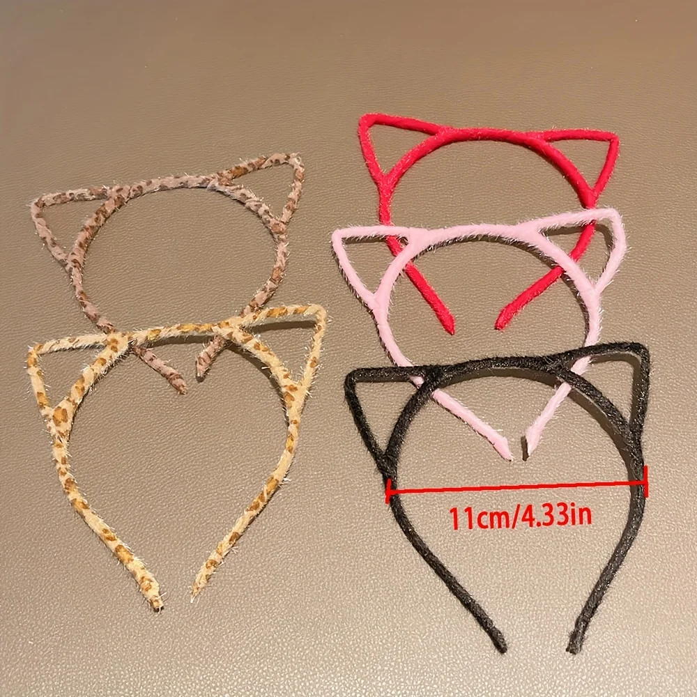 Children\'s Autumn and Winter Versatile Leopard Print Cat Ears Headband Cute Face Wash Headband Hairpin Headband Popular Hair Acc