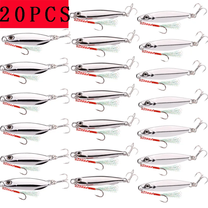 

20PCS 60G Metal Jigs Spoon Lures Set Slow Sinking Shore Casting Fishing Lures Jigging Baits Artificial Bass Baits Wobbler