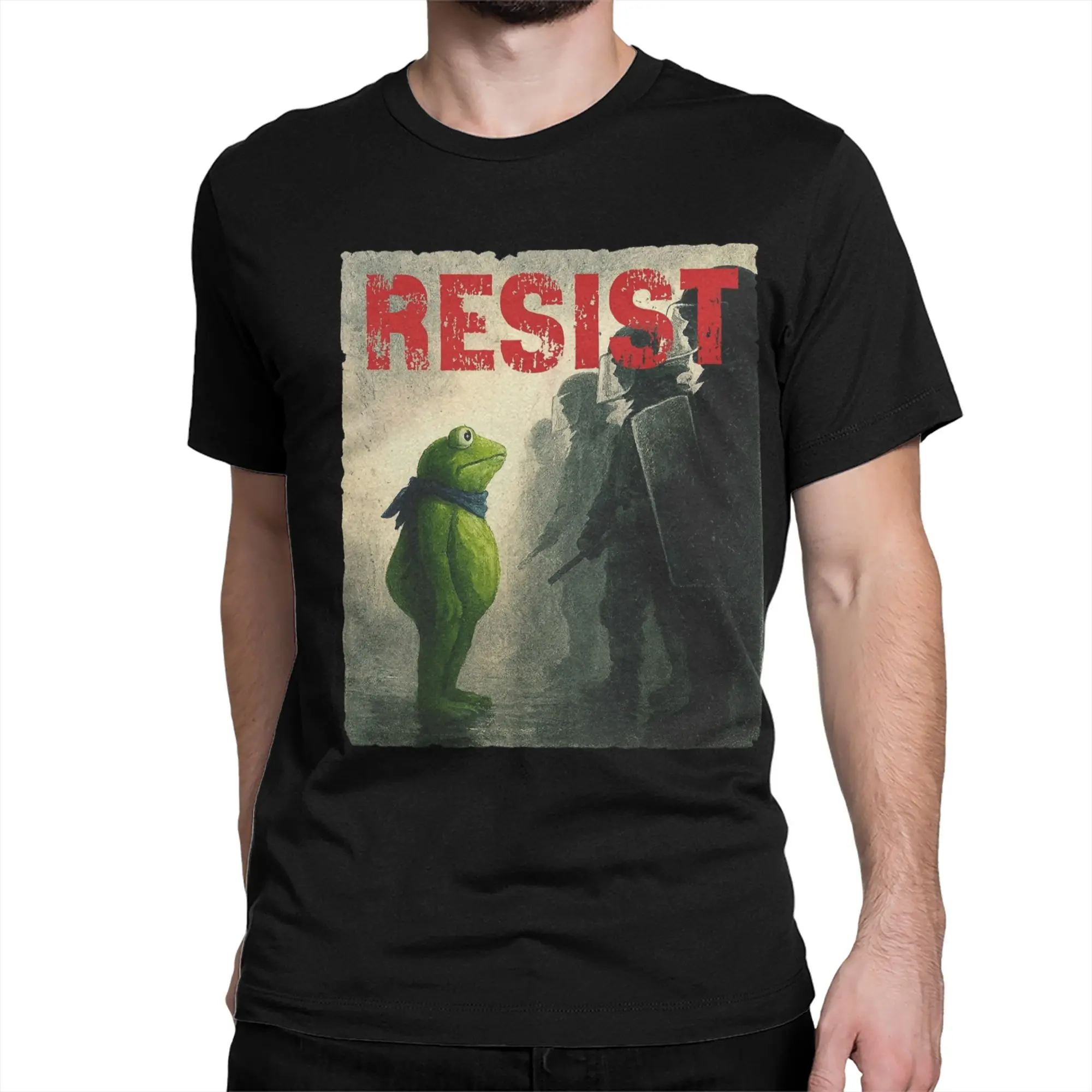 Resist Portland Frog Protest,Anti ICE Anti Fascism Activist Resistance T-Shirt Men Pure Cotton T Shirt  Short Sleeve Tees
