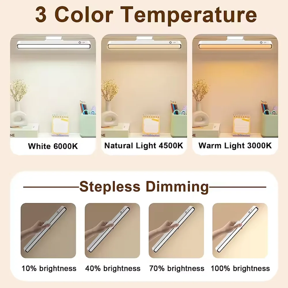 Reading Table Lamp LED USB Rechargeable Light Remote Control Stepless Dimming Table Lamp Hanging Magnetic Bedroom Night Light image 3