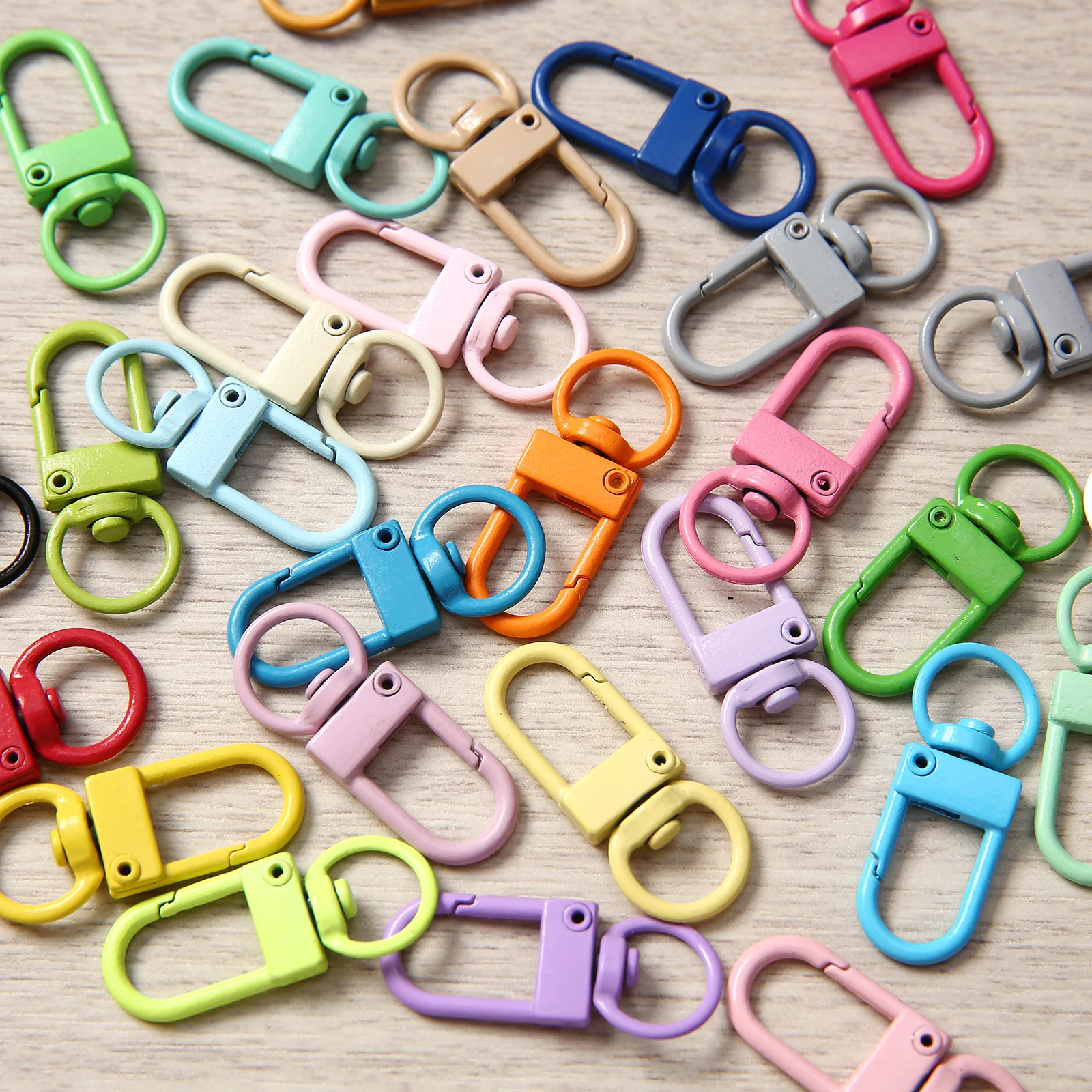 10/50/100 pcs Colorful Carabiner Clasp Key Chain Rotating Keyrings Metal Lobster Clasps Hooks for DIY Jewelry Making
