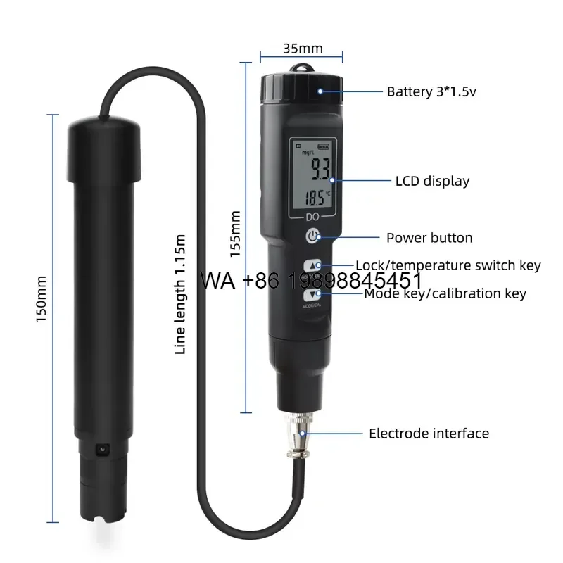 Wmwmnu Portable Dissolved Oxygen Meter DO Meter for Water Treatment Pond Water and Aquarium DO-9100