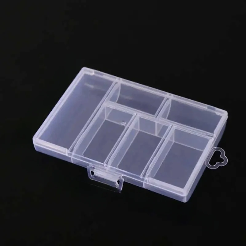 6-Grid Transparent Jewelry Storage Box - Earring & Ring Organizer with Nail Accessory Compartment gallery 5