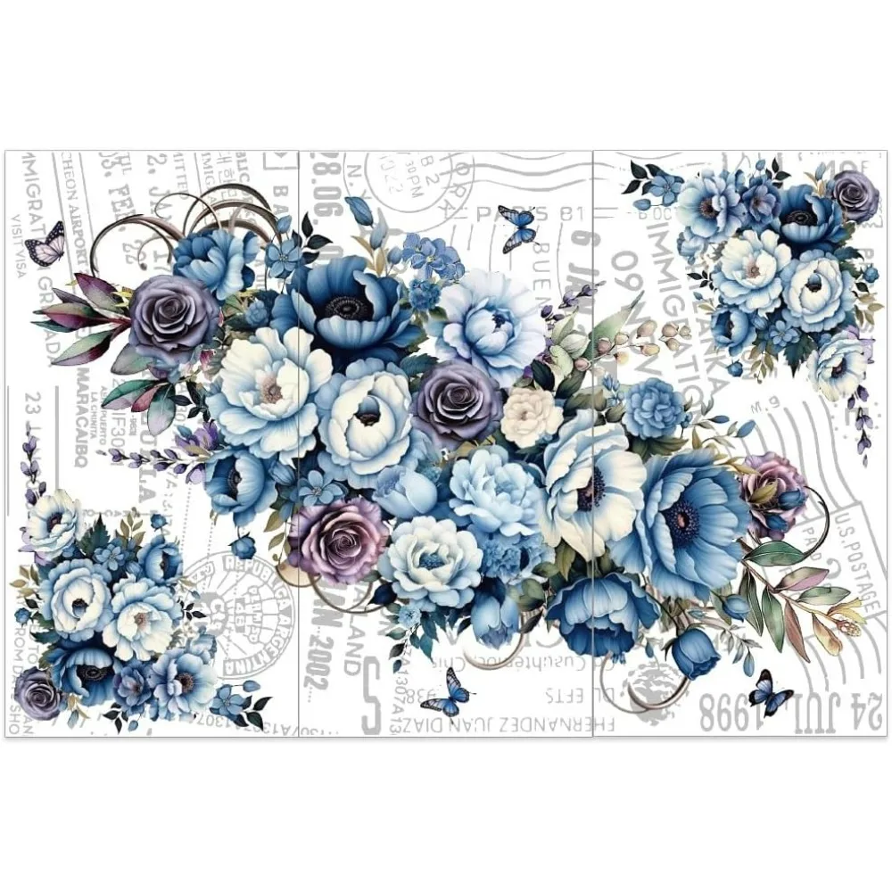 3 Stück/Set kosmische Rosen zum Reiben von Transfers für Möbel und Kunsthandwerk, 15,2 x 30,5 cm, Rosen-Dekor-Transferaufkleber, Blumen-Aufkleber zum Reiben
