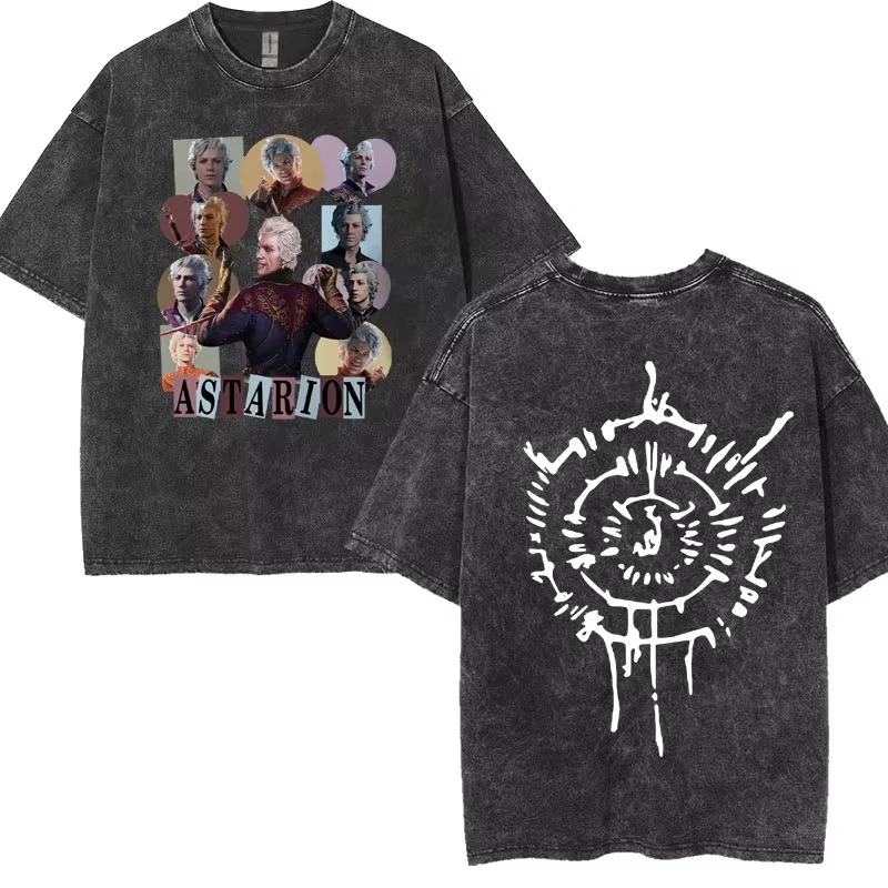 

Limited Astarion The Pale ELF T-shirts Baldurs Gate 3 Girl Dinner Vintage Washed T Shirt Men Women Casual High Street Y2k Tshirt