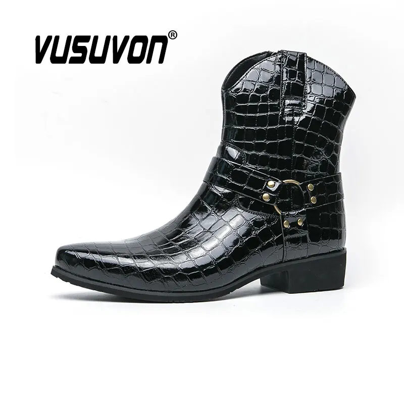 

Italian Design Split Leathr Boots Fashion Men Zip Boots Casual Shoes Black Winter Autumn 38-46 Big Size