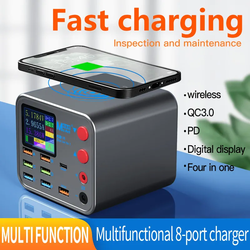 MAant DianBa NO.1 PD 25W 8 Ports Multi-Function Wireless Smart Charging QC 3.0 Phone Charger Anti Short Circuit Repair Function