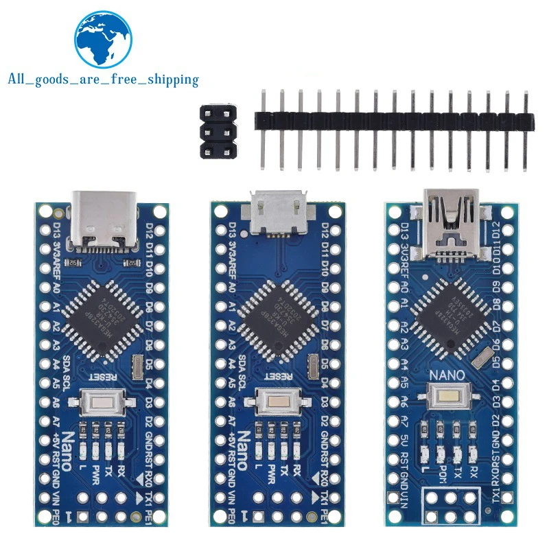 Mini / Type-C / Micro USB Nano 3.0 With the bootloader compatible Nano controller for arduino CH340 USB driver 16Mhz ATMEGA328P